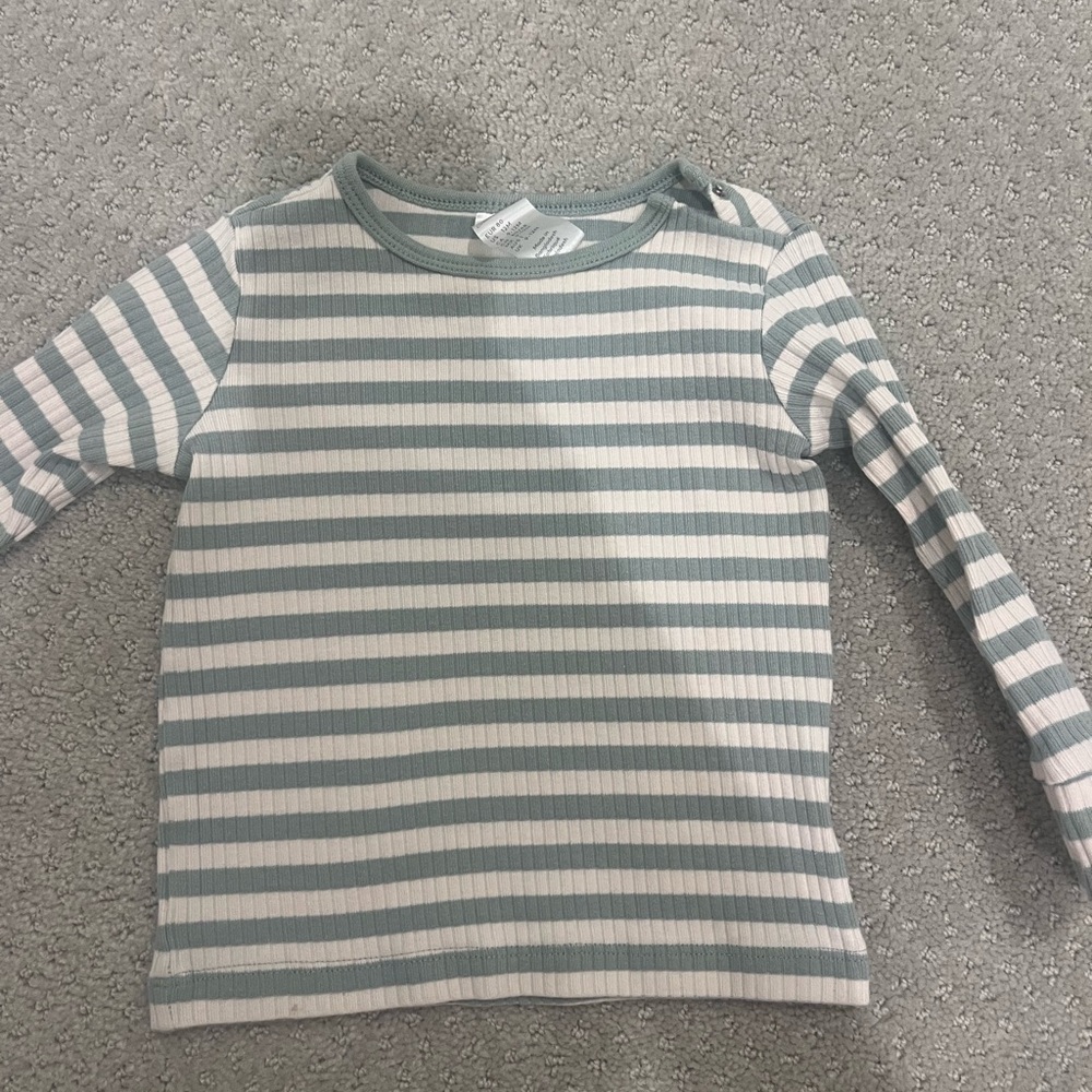 H&M Kids Long Sleeve Striped Tee - Green and White
